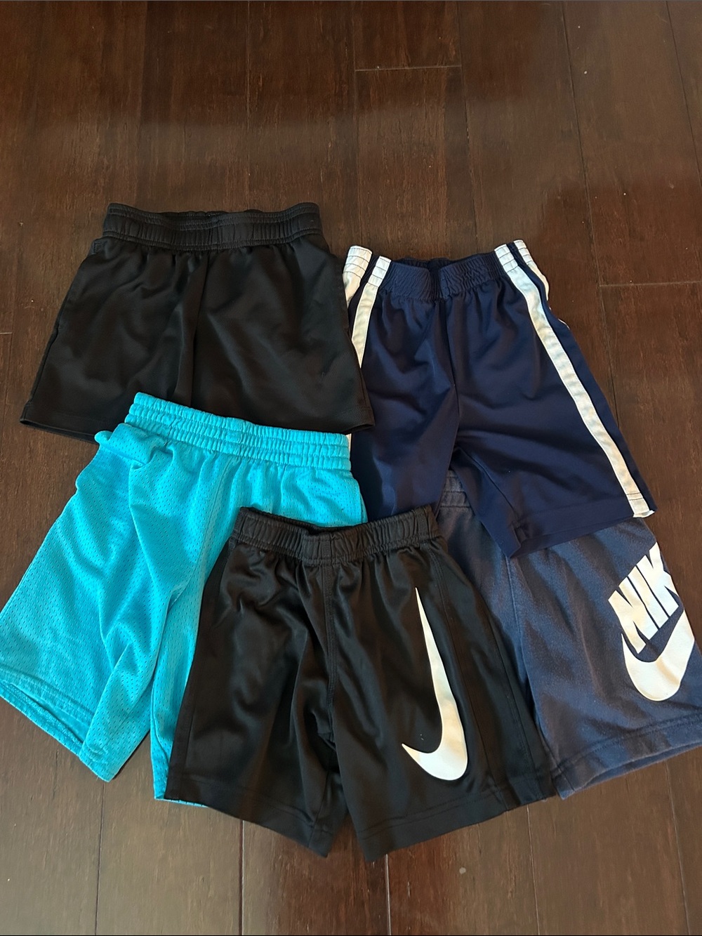 4T Bundle Boys Shorts, Nike, Kids Shorts Pack in Black, Navy, Teal, and Blue